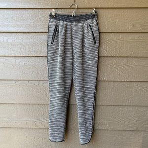 H&M Black/White Knit Joggers Pants with Faux Leather Trim